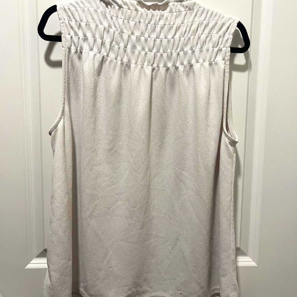 Ann Taylor Factory mock neck cream sleeveless blouse
